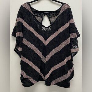 Maurices Black and Blush Striped Double Layer Top Size 4x